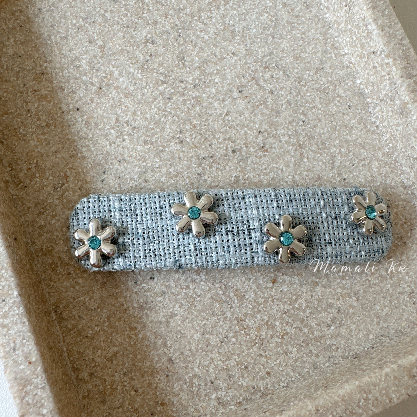 韩系甜美奶蓝色花朵侧边发夹简约时尚气质前额刘海夹2025新款发饰 - 图2