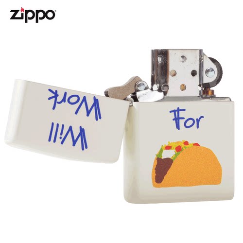 zippo原装正品芝宝煤油防风打火机民以食为天个性创意卷饼彩印 - 图2