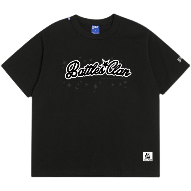 BATTLES嘻哈街舞潮牌男女情侣发泡印花宽松短袖休闲百搭打底衫T恤