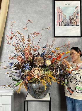 仿真花样板间大堂摆设装饰品餐桌