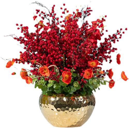 红色发财果高端喜庆花艺仿真花红果客厅插花店面装饰花高档年宵花 - 图3