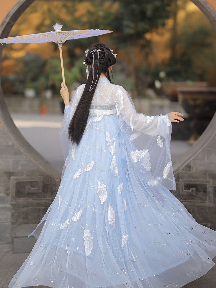 艺缕原创齐胸烫金六米大摆薄款襦裙 艺缕汉服