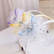 New Ice Chic Edge Crown Children Hair Stirrup Cute Princess Web Yarn Hair Stirrup Chili Girl Hair Accessories Small Female Trend
