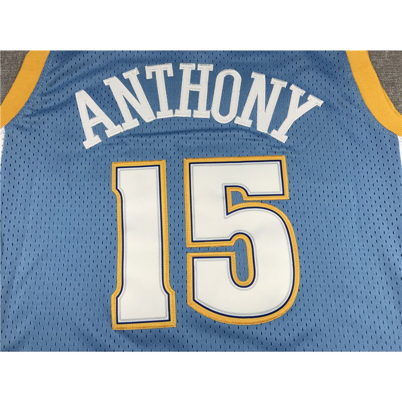 掘金15号安东尼蓝色复古刺绣球衣篮球服运动服背心上衣夏季休闲网 Nba球衣 淘优券