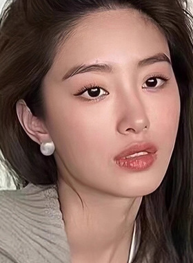 小众设计感拉丝磨砂蚊香盘耳夹无耳洞女圆脸耳饰耳钉金豆豆耳环潮