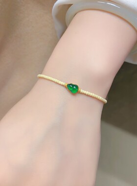 小米珠米色串珠绿意葫芦手链手饰高颜值森系简约日常闺蜜同款