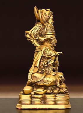 站赵元帅武财神立像黄铜赵公明摆件黑虎玄坛赵天君家居客厅装饰品