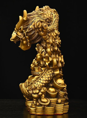 聚宝盆龙纯铜摆件五爪金龙