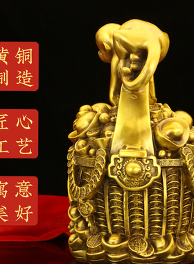 黄铜一桶金猴摆件铜十二生肖猴存钱罐家居客厅店铺装饰工艺品摆件