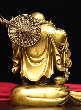 黄铜布袋弥勒佛客厅办公室店铺开业布袋弥勒佛菩萨大肚笑佛摆件