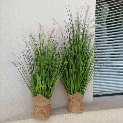 仿真狗尾巴草客厅北欧ins装饰摆设 假花芦苇盆栽落地植物拍摄道具 - 图0