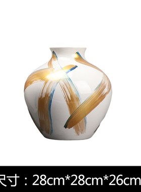 优选现代轻奢新中式m创意陶瓷花瓶摆件客厅电视柜插花花器博古架