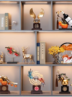 优选新中式办公室摆件轻奢高档老板领导高端大气R书柜柜子博古架