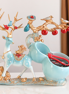 优选客厅玄关进门入户p鞋柜钥匙收纳摆件鹿新中式搬家入宅乔迁结