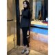 New autumn and winter style irregular hem sleeveless knitted vest suit lace black long-sleeved bottoming shirt two-piece set