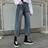 Весенние летние джинсы, штаны, коллекция 2021, высокая талия, свободный прямой крой, по фигуре