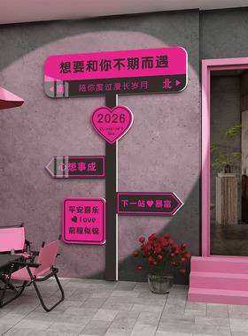 2026过马新年春节元旦摆件网红路牌打卡拍照区造背景装饰氛围布置