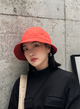 小众设计款纯色圆顶休闲风渔夫帽