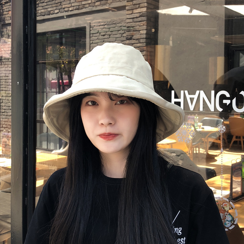 心秀嘉派专卖店百搭可折叠日本品质简约纯色渔夫帽子女夏季大檐遮阳帽休闲盆帽男0
