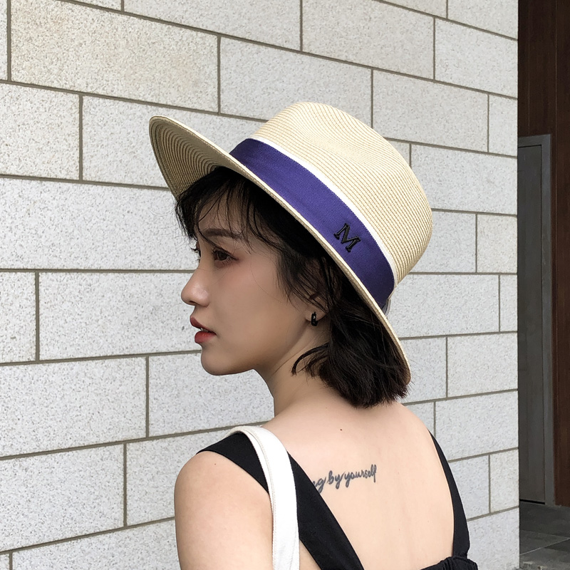 心秀嘉派专卖店暗黑风英伦小礼帽海边防晒遮阳帽子女夏季度假日系文艺草帽沙滩帽2