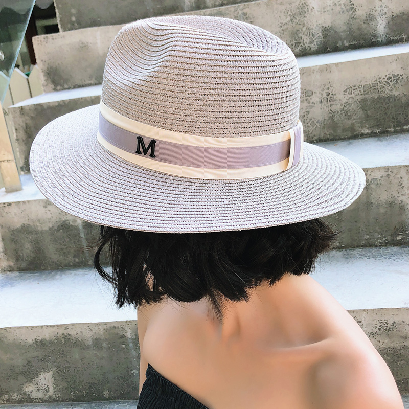心秀嘉派专卖店草帽子女夏小清新百搭海边出游休闲爵士帽礼帽太阳防晒遮阳沙滩帽2