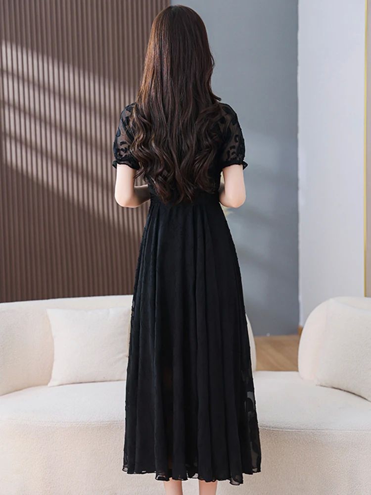 2024 Summer Casual Beach Boho Chiffon Maxi Evening Dress Fas-图0