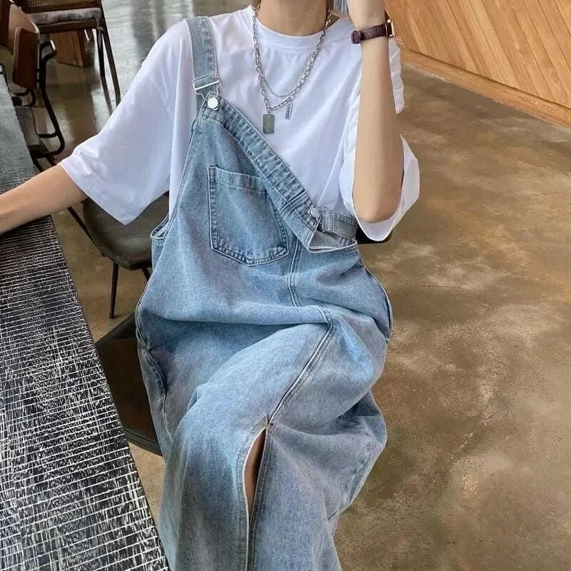 Spring Summer Denim Overall Dress Women Sleeveless Jeans Dre-图2