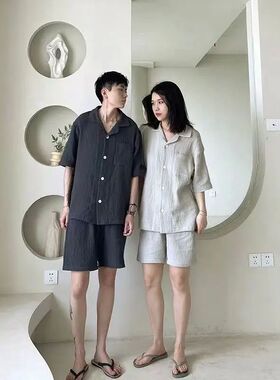 Sleepwear Cotton Pajamas Men's New Couple Pajamas Thin Squar