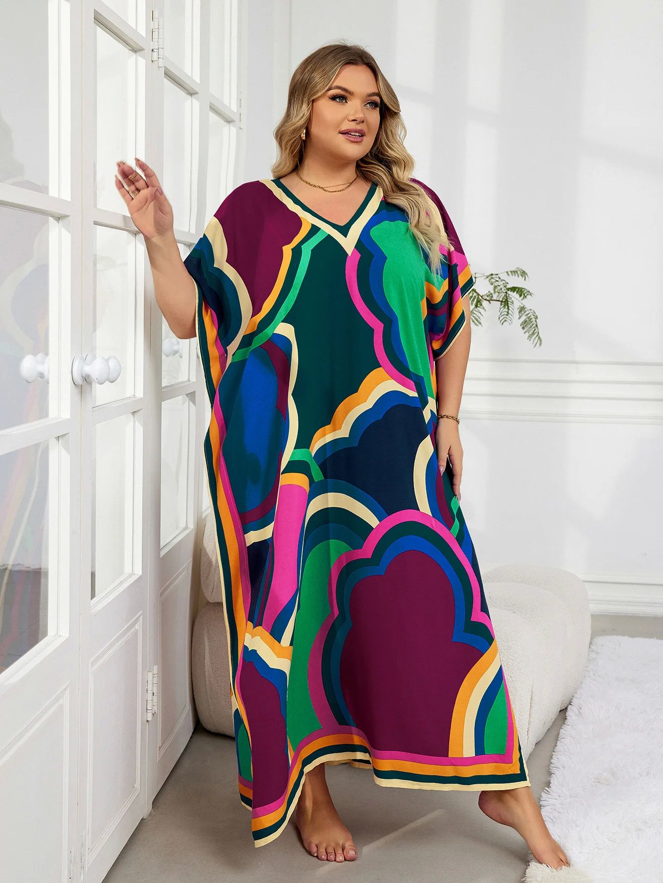 Bohemian Printed Plus Size Kaftan Long Dress For Women 2024 - 图2