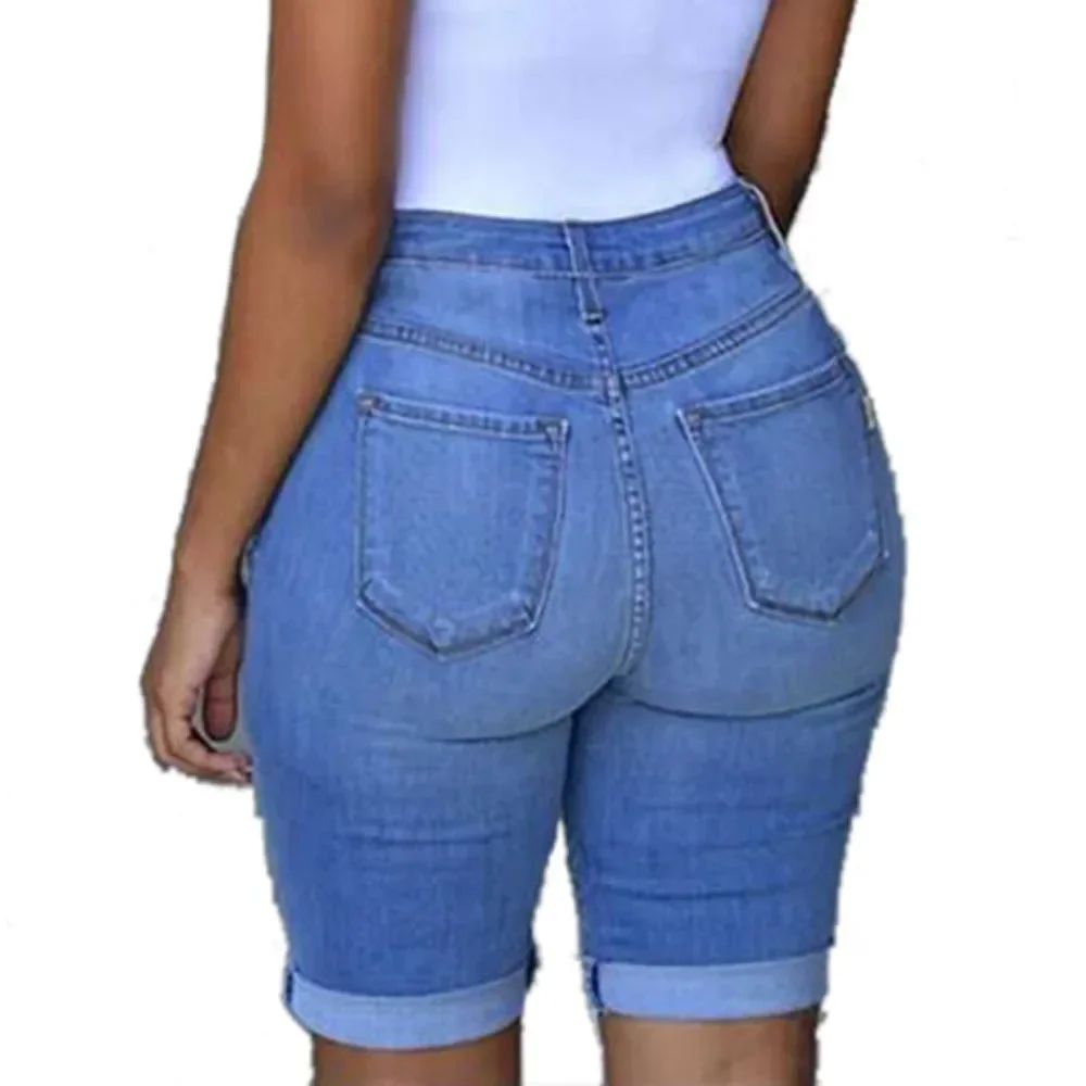 Women Denim Shorts Summer Destroyed Hole Jeans Fashion Casua - 图3