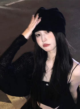 网红黑色月子帽女夏季薄款
