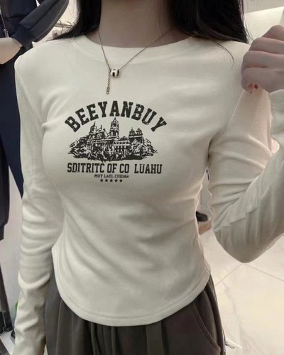 德绒打底衫女秋冬内搭2025新款磨毛修身显瘦短款正肩长袖t恤上衣 - 图1