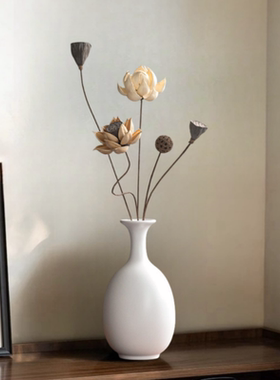 新中式玄青瓶黑色陶瓷花瓶摆件玄关装饰禅意茶室干花插花古风花器