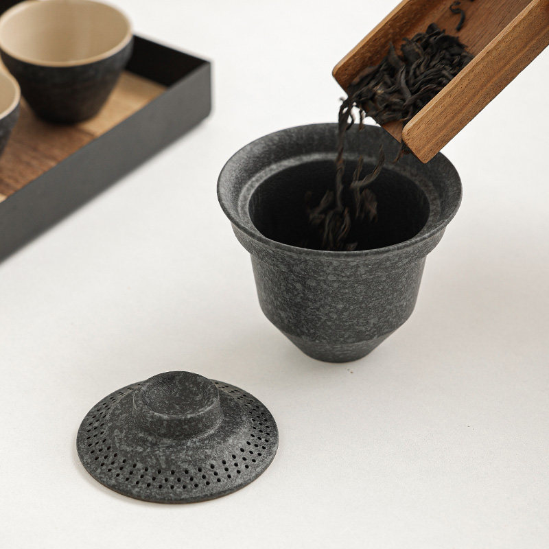 青石釉陶瓷二才盖碗茶杯家用单个高档防烫手抓壶带盖带滤孔泡茶碗,淘宝优惠券,粉丝福利购,淘宝优惠卷