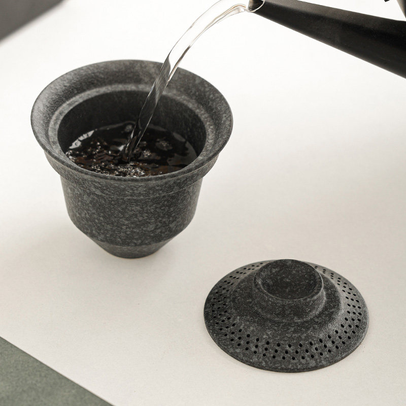 青石釉陶瓷二才盖碗茶杯家用单个高档防烫手抓壶带盖带滤孔泡茶碗,淘宝优惠券,粉丝福利购,淘宝优惠卷