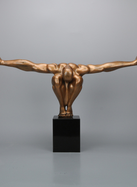 抽象人体红色肌肉雕塑软装定制