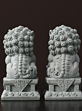 石狮子摆件一对镇宅故宫狮桌面装饰鱼缸微景观造景吉祥物工艺品