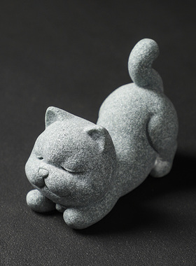 小猫咪摆件办公室桌面茶桌装饰鱼缸造景小物件茶宠工艺礼品摆饰创