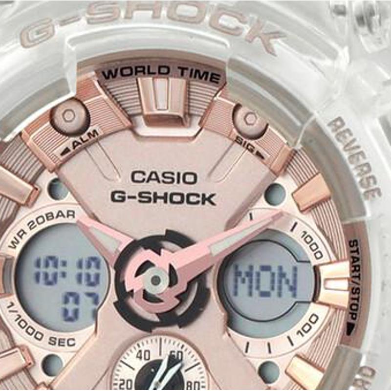CASIO卡西欧女手表防水三眼计时白色表带运动手表GMA-S120SR-7A
