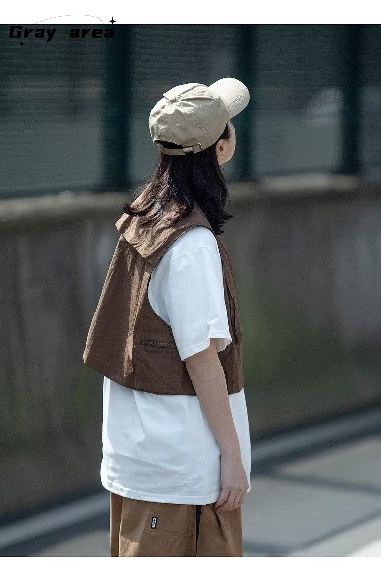 日系复古cityboy短款咖啡色工装马甲男女学院风机能战术坎肩外套,淘宝优惠券,粉丝福利购,淘宝优惠卷