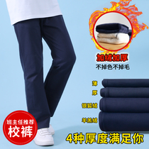 Boy Glint Thickened Pants Girl hide cyan Children Straight-in-pants Elementary school uniforms Long pants One-in-one.