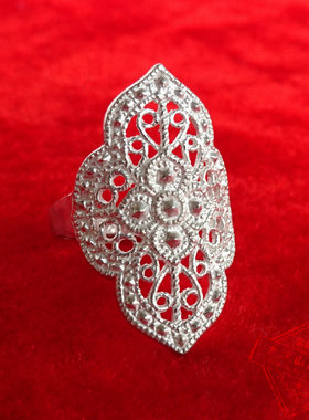 彝族银饰戒指包邮凉山手工艺首饰