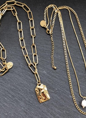 澳单不锈钢加厚镀金三层项链