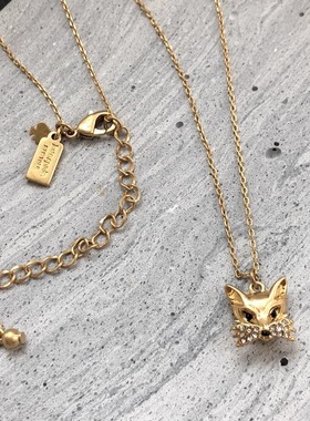 KS哑光金小狐狸欧美项链耳钉