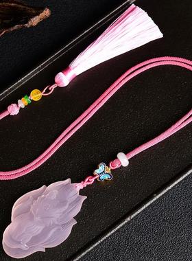 2025天然粉水晶狐狸九尾狐吊坠粉晶锁骨链项链闺蜜礼物桃花男女士