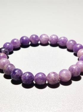 2025天然紫云母单圈手链 薰衣草紫色锂云母男女款单圈手串水晶饰