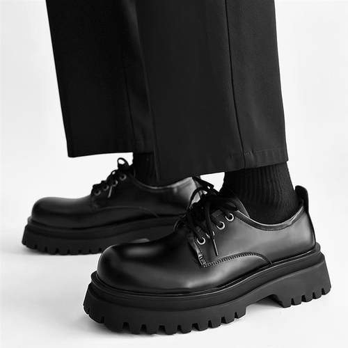 巴黎厚底德比鞋男高级感小众cleanfit黑色增高皮鞋英伦正装大头鞋 - 图1