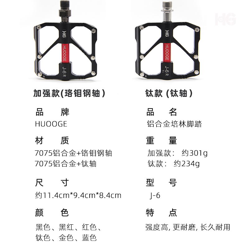 深圳辉哥HUOOGE公路山地自行车脚踏铝合金培林轴承脚踏板脚蹬平踏 - 图1