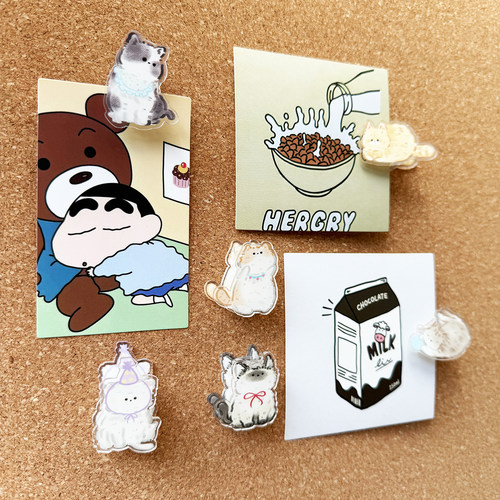 夹子图钉小猫咪按钉软木板毛毡板固定相片夹子钉照片墙不伤照片 - 图2