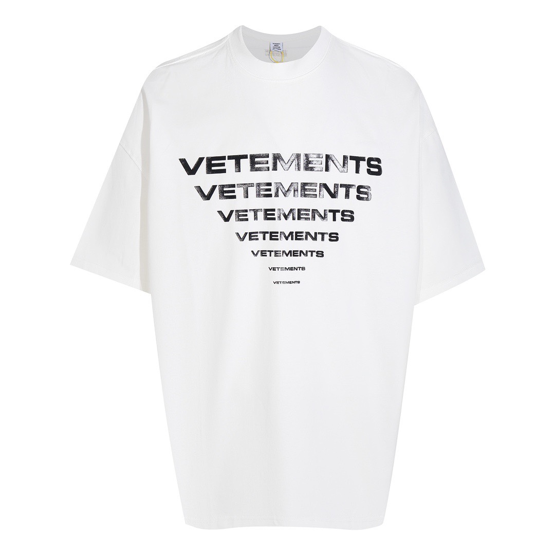 欧美潮牌VTM/维特萌 2024新款vetements Logo简约男女宽松短袖T恤 - 图1